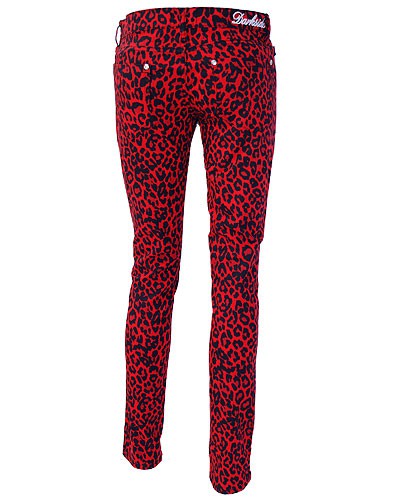 Pantalones pitillo leopardo color rojo